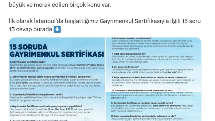 Bakan Kurum, 'Gayrimenkul Sertifikası'na ilişkin merak edilen 15 sorunun yanıtını paylaştı
